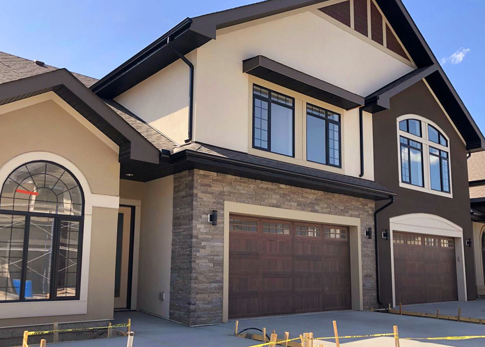ECO-Max Construction applied stucco to this new home in Calgary Canada